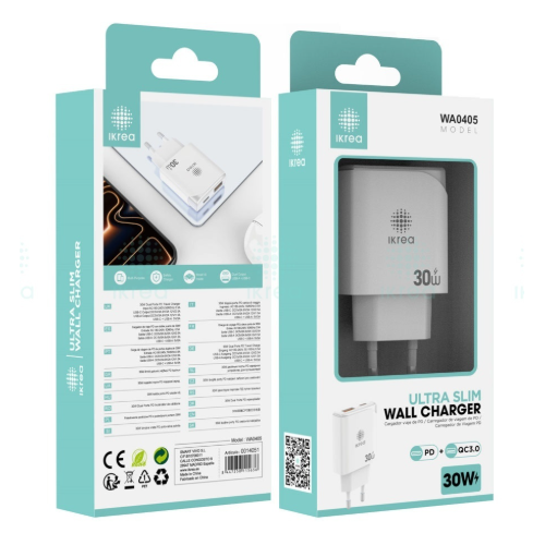 Cargador WA0405 PD+QC3.0 30W Nuevo